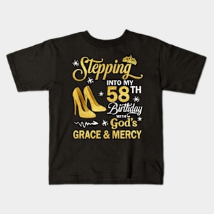 Stepping Into My 58th Birthday With God's Grace & Mercy Bday Kids T-Shirt